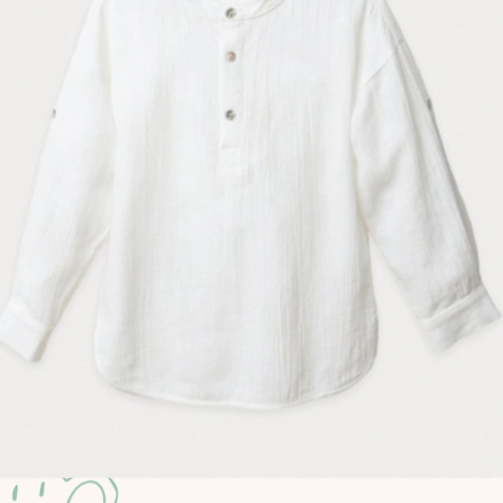 Roll Tab Linen Shirt with collar by Pastel